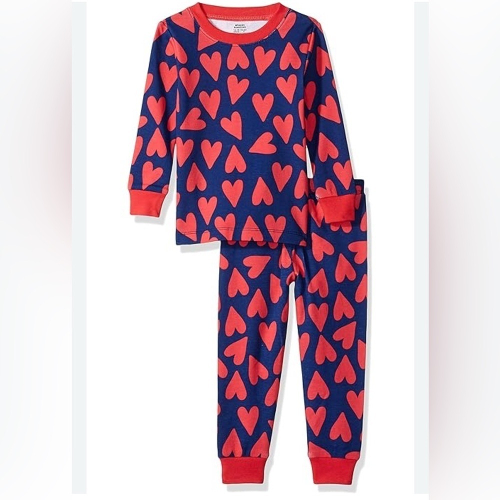 Heart Pattern Kids Pajamas - Blue and Red